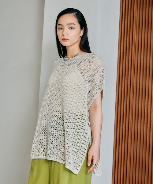 LEPSIM（レプシィム）の「7ゲージテープヤーンフレンチスリーブプルオーバー　496938（ニット/セーター・レディース・アイボリー/イエロー系その他/ライトブルー/ブラック・FREE）」の18枚目の写真