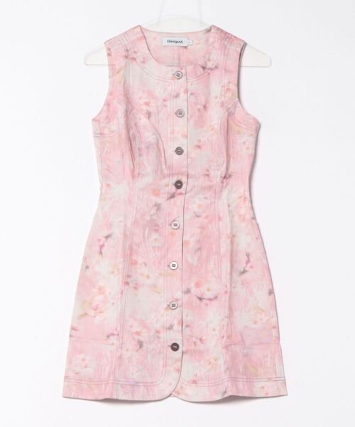 Desigual(デシグアル)の「フローラル ボタンワンピース ノースリーブボートネック(ワンピース・レディース・レッド・XS/S/M/L/XL)」の3枚目の写真