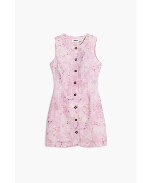 Desigual(デシグアル)の「フローラル ボタンワンピース ノースリーブボートネック(ワンピース・レディース・レッド・XS/S/M/L/XL)」の4枚目の写真