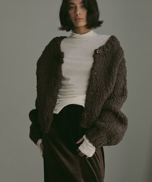 ETRE TOKYO（エトレトウキョウ）の「2wayハンドニットカーディガン（カーディガン/ボレロ・レディース・オフホワイト/ブラウン・FREE）」の7枚目の写真