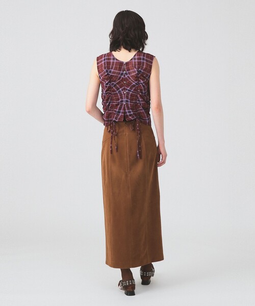 Ray BEAMS（レイビームス）の「チェック ギャザー ノースリーブ ブラウス（シャツ/ブラウス・レディース・ワイン/シルバー・ONE SIZE）」の8枚目の写真