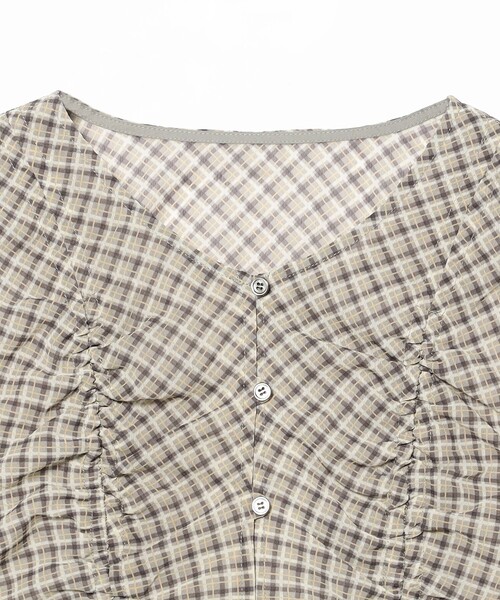 Ray BEAMS（レイビームス）の「チェック ギャザー ノースリーブ ブラウス（シャツ/ブラウス・レディース・ワイン/シルバー・ONE SIZE）」の12枚目の写真