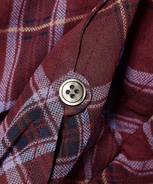 Ray BEAMS（レイビームス）の「チェック ギャザー ノースリーブ ブラウス（シャツ/ブラウス・レディース・ワイン/シルバー・ONE SIZE）」の18枚目の写真