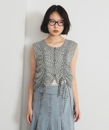 Ray BEAMS | チェック ギャザー ノースリーブ ブラウス(シャツ/ブラウス)