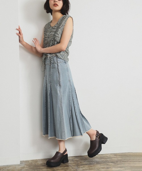 Ray BEAMS（レイビームス）の「チェック ギャザー ノースリーブ ブラウス（シャツ/ブラウス・レディース・ワイン/シルバー・ONE SIZE）」の22枚目の写真