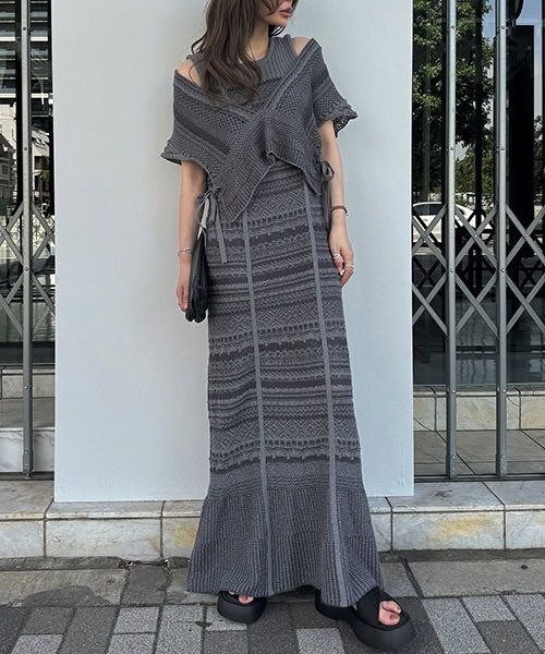 ☆値下げ☆WILLFULLY ワンピース セール】knit at random geometric pattern OP（ワンピース