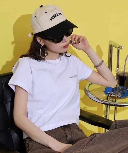 NERDY(ノルディ)の「ブレンク ミニロゴ クロップド 半袖 Tシャツ(Tシャツ/カットソー・レディース・パープル/ホワイト/ブラック・S/M/SS)」の10枚目の写真
