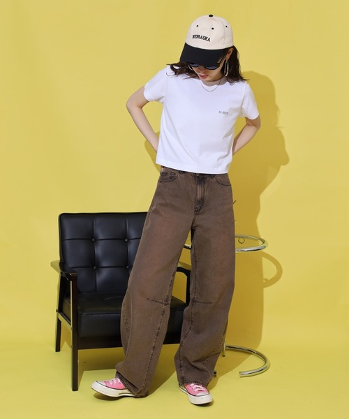 NERDY(ノルディ)の「ブレンク ミニロゴ クロップド 半袖 Tシャツ(Tシャツ/カットソー・レディース・パープル/ホワイト/ブラック・S/M/SS)」の6枚目の写真
