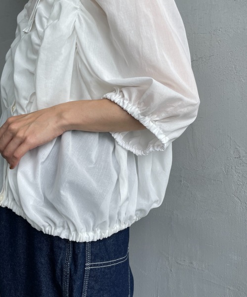 mizuiroind（ミズイロインド）の「[mizuiro ind/ミズイロインド] ギャザー フードシャツ（シャツ/ブラウス・レディース・オフホワイト/ブラック・F）」の16枚目の写真