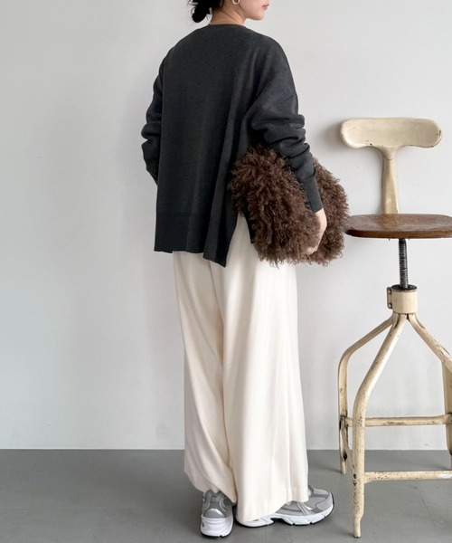 Doux archives（ドゥアルシーヴ）の「サイドスリットワイドカーディガン（カーディガン/ボレロ・レディース・チャコールグレー/パープル/グレイッシュベージュ/キャメル・FREE）」の10枚目の写真