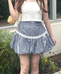 clear | チェック柄バルーンミニスカート[着回し力抜群 ガーリー ショート丈]≪SS新作≫(スカート)