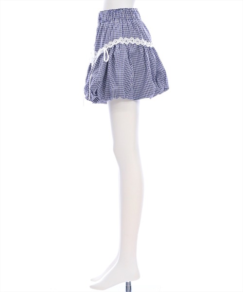 clear（クリア）の「チェック柄バルーンミニスカート[着回し力抜群 ガーリー ショート丈]（スカート・レディース・ネイビー/ブラック・F）」の8枚目の写真