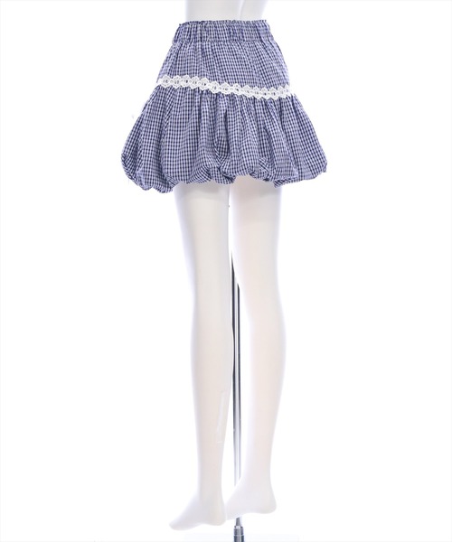 clear（クリア）の「チェック柄バルーンミニスカート[着回し力抜群 ガーリー ショート丈]（スカート・レディース・ネイビー/ブラック・F）」の9枚目の写真