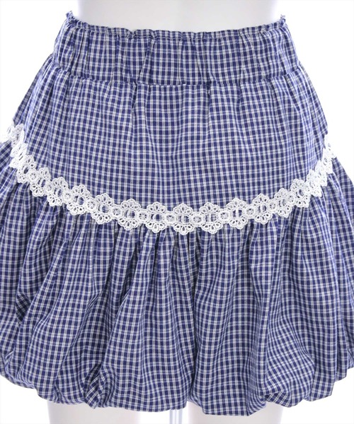 clear（クリア）の「チェック柄バルーンミニスカート[着回し力抜群 ガーリー ショート丈]（スカート・レディース・ネイビー/ブラック・F）」の11枚目の写真