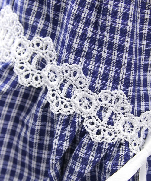 clear（クリア）の「チェック柄バルーンミニスカート[着回し力抜群 ガーリー ショート丈]（スカート・レディース・ネイビー/ブラック・F）」の6枚目の写真