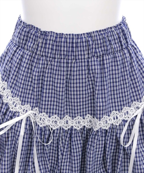 clear（クリア）の「チェック柄バルーンミニスカート[着回し力抜群 ガーリー ショート丈]（スカート・レディース・ネイビー/ブラック・F）」の13枚目の写真
