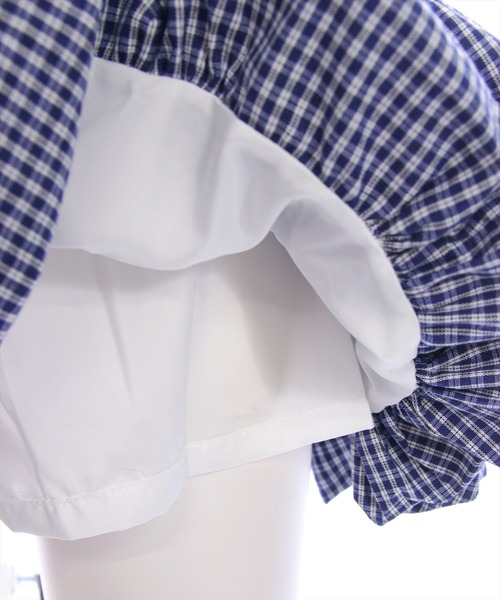 clear（クリア）の「チェック柄バルーンミニスカート[着回し力抜群 ガーリー ショート丈]（スカート・レディース・ネイビー/ブラック・F）」の15枚目の写真