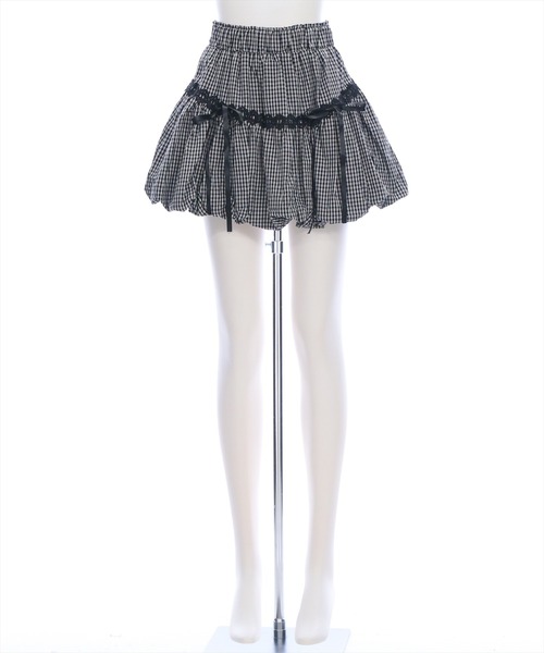 clear（クリア）の「チェック柄バルーンミニスカート[着回し力抜群 ガーリー ショート丈]（スカート・レディース・ネイビー/ブラック・F）」の17枚目の写真
