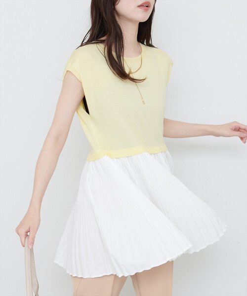natural couture(ナチュラルクチュール)の「プリーツドッキングニット(ニット/セーター・レディース・オフホワイト/ブラック/イエロー・FREE)」の13枚目の写真