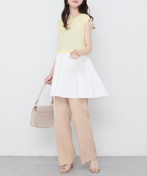natural couture(ナチュラルクチュール)の「プリーツドッキングニット(ニット/セーター・レディース・オフホワイト/ブラック/イエロー・FREE)」の16枚目の写真