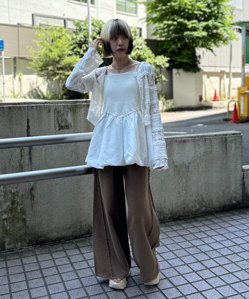 w closet(ダブルクローゼット)の「レースボレロ(カーディガン/ボレロ・レディース・オフホワイト/グリーン/ブラック・FREE)」の6枚目の写真