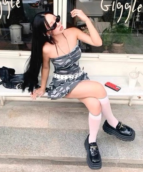 .KOM（ドットコム）の「A'GEM/9 × .kom 『.KOM/ドットケーオーエム』 迷彩フリルミニスカート（スカート・レディース・グレー/カーキ・FREE）」の22枚目の写真