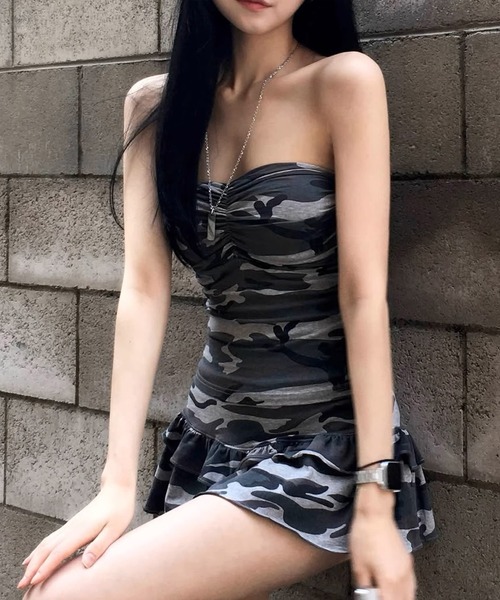 .KOM（ドットコム）の「A'GEM/9 × .kom 『.KOM/ドットケーオーエム』 迷彩フリルミニスカート（スカート・レディース・グレー/カーキ・FREE）」の15枚目の写真