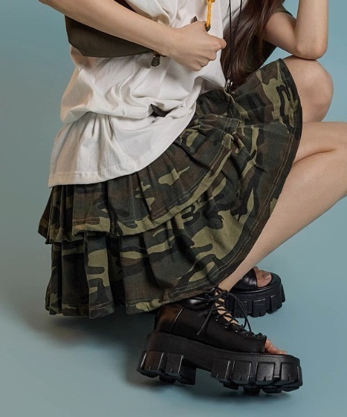 A'GEM/9 × .kom 『.KOM/ドットケーオーエム』 迷彩フリルミニスカート