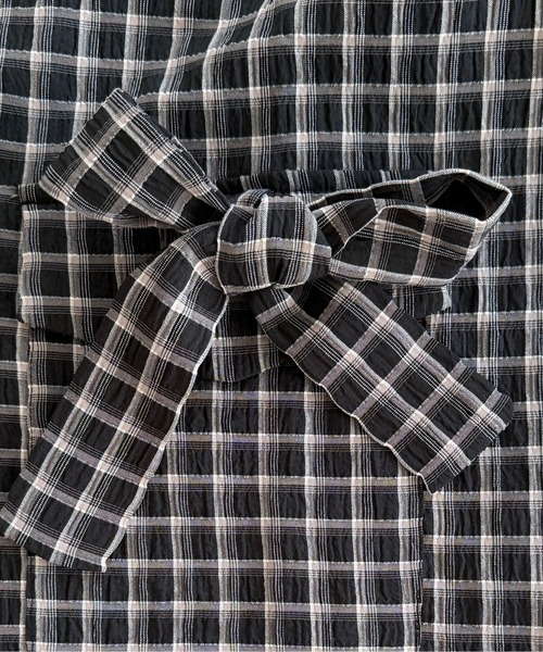 kutir（クティール）の「半袖シアサッカーリボンサマージャケット（テーラードジャケット・レディース・ベージュ/ブラック/ライトブルー・FREE）」の11枚目の写真