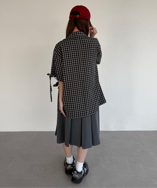 kutir（クティール）の「半袖シアサッカーリボンサマージャケット（テーラードジャケット・レディース・ベージュ/ブラック/ライトブルー・FREE）」の10枚目の写真