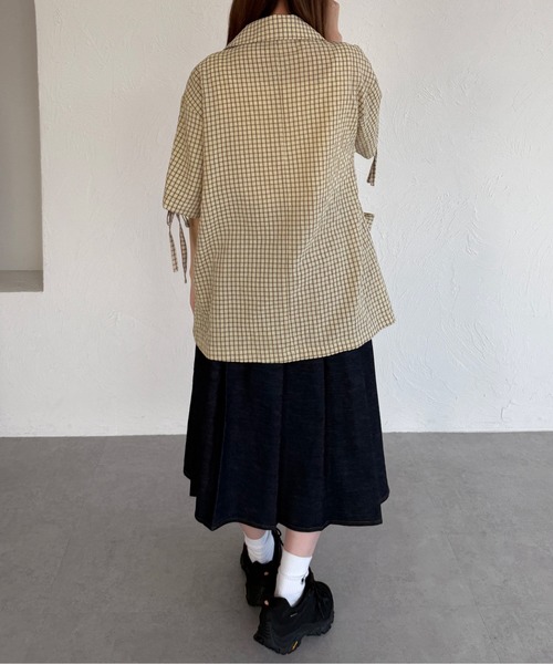 kutir（クティール）の「半袖シアサッカーリボンサマージャケット（テーラードジャケット・レディース・ベージュ/ブラック/ライトブルー・FREE）」の17枚目の写真