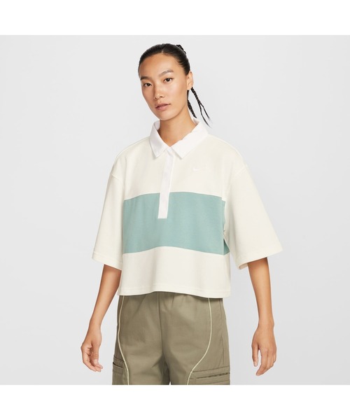 NIKE（ナイキ）の「NIKE/ナイキ W NSW STREET SS POLO TOP/ストリート ポロシャツ（ポロシャツ・レディース・ホワイト/ネイビー・M/L/XL/S）」の2枚目の写真
