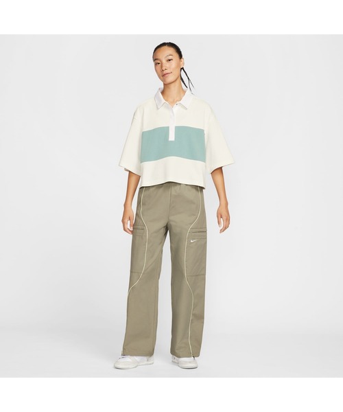 NIKE（ナイキ）の「NIKE/ナイキ W NSW STREET SS POLO TOP/ストリート ポロシャツ（ポロシャツ・レディース・ホワイト/ネイビー・M/L/XL/S）」の6枚目の写真