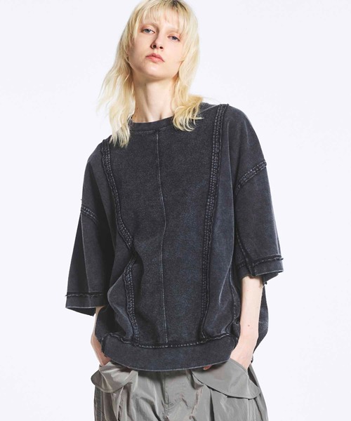 MAISON SPECIAL(メゾンスペシャル)の「《UNISEX》Chemical Over-Dyed Inside-Out Prime-Over Crew Neck T-Shirt/ケミカルオーバーダイインサイドアウトプライムオーバークルーネックTシャツ【MAISON SPECIAL/メゾンスペシャル】(Tシャツ/カットソー・メンズ・ホワイト/グレー・0/1/2)」の2枚目の写真