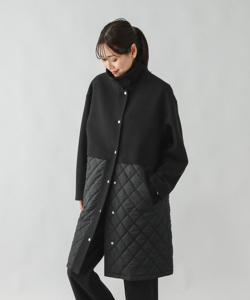 セール】ウールライク切り替えコート/499669（ステンカラーコート