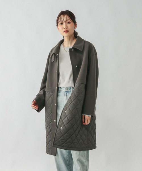 セール】ウールライク切り替えコート/499669（ステンカラーコート