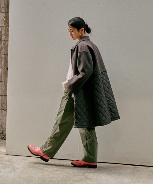 ウールライク切り替えコート/499669（ステンカラーコート）｜GLOBAL