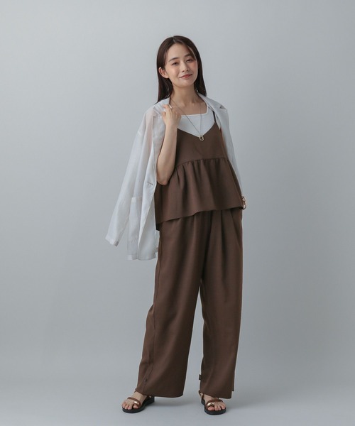 GLOBAL WORK（グローバルワーク）の「MATINEE LINE/リネンライクフリルサロペ/575118（サロペット/オーバーオール・レディース・ナチュラル/ブラック/ダークブラウン・LARGE/MEDIUM）」の9枚目の写真