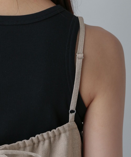 GLOBAL WORK（グローバルワーク）の「MATINEE LINE/リネンライクフリルサロペ/575118（サロペット/オーバーオール・レディース・ナチュラル/ブラック/ダークブラウン・LARGE/MEDIUM）」の21枚目の写真