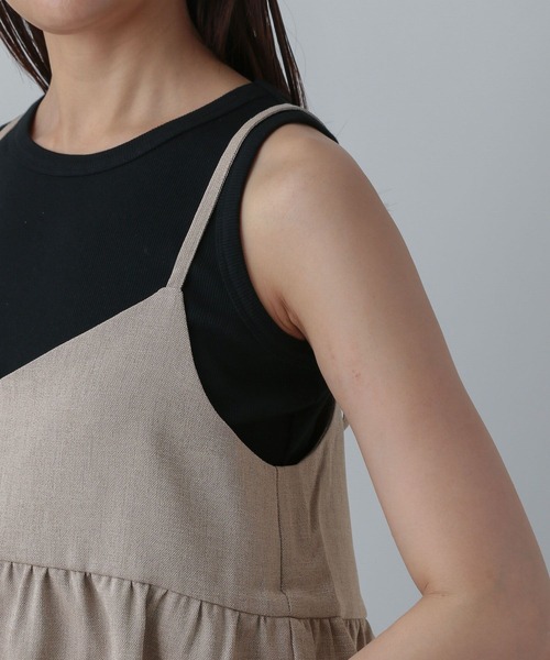 GLOBAL WORK（グローバルワーク）の「MATINEE LINE/リネンライクフリルサロペ/575118（サロペット/オーバーオール・レディース・ナチュラル/ブラック/ダークブラウン・LARGE/MEDIUM）」の22枚目の写真