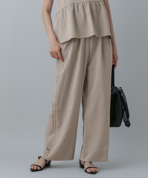 GLOBAL WORK（グローバルワーク）の「MATINEE LINE/リネンライクフリルサロペ/575118（サロペット/オーバーオール・レディース・ナチュラル/ブラック/ダークブラウン・LARGE/MEDIUM）」の4枚目の写真