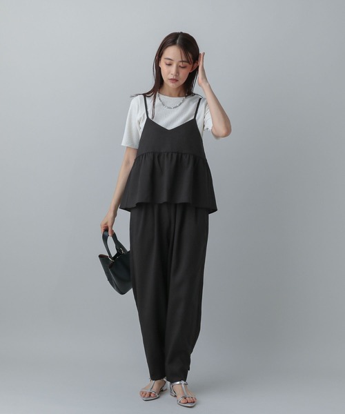 GLOBAL WORK（グローバルワーク）の「MATINEE LINE/リネンライクフリルサロペ/575118（サロペット/オーバーオール・レディース・ナチュラル/ブラック/ダークブラウン・LARGE/MEDIUM）」の5枚目の写真