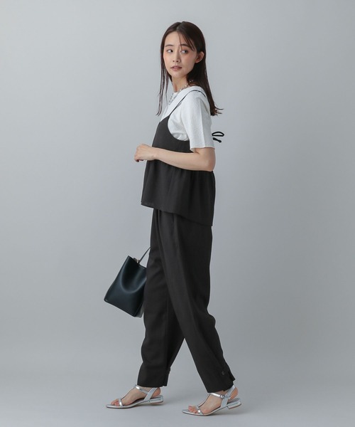 GLOBAL WORK（グローバルワーク）の「MATINEE LINE/リネンライクフリルサロペ/575118（サロペット/オーバーオール・レディース・ナチュラル/ブラック/ダークブラウン・LARGE/MEDIUM）」の6枚目の写真