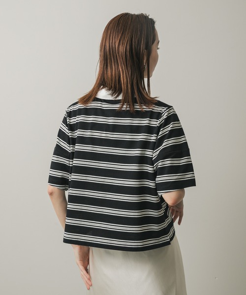 SENSE OF PLACE by URBAN RESEARCH（センスオブプレイスバイアーバンリサーチ）の「マルチボーダーカットポロシャツ（ポロシャツ・レディース・ブラック系その他/オレンジ/ホワイト系その他・ONE）」の5枚目の写真