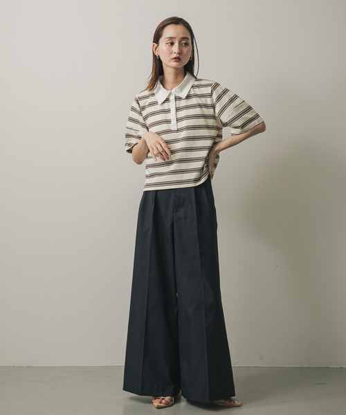 SENSE OF PLACE by URBAN RESEARCH（センスオブプレイスバイアーバンリサーチ）の「マルチボーダーカットポロシャツ（ポロシャツ・レディース・ブラック系その他/オレンジ/ホワイト系その他・ONE）」の10枚目の写真