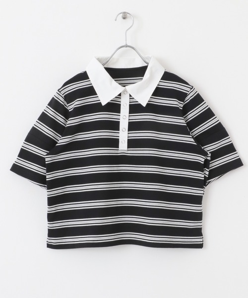 SENSE OF PLACE by URBAN RESEARCH（センスオブプレイスバイアーバンリサーチ）の「マルチボーダーカットポロシャツ（ポロシャツ・レディース・ブラック系その他/オレンジ/ホワイト系その他・ONE）」の16枚目の写真