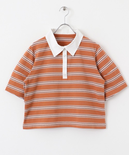 SENSE OF PLACE by URBAN RESEARCH（センスオブプレイスバイアーバンリサーチ）の「マルチボーダーカットポロシャツ（ポロシャツ・レディース・ブラック系その他/オレンジ/ホワイト系その他・ONE）」の18枚目の写真