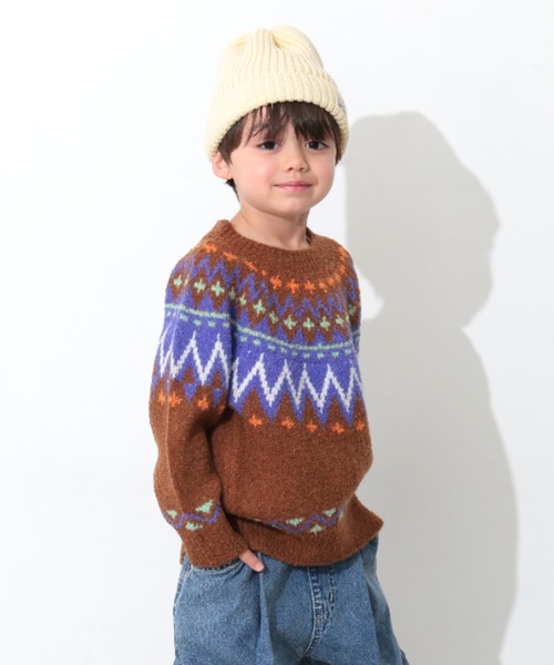 Ocean&Ground（オーシャン&グラウンド）の「ﾌｪｱｱｲﾙｾｰﾀｰ（ニット/セーター・キッズ・ベージュ/ブラウン・90/100/110/120/130/140）」の3枚目の写真