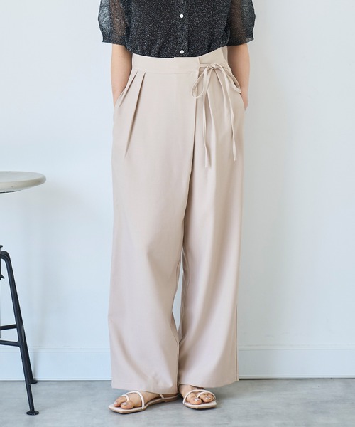 アシメデザイン タックワイドパンツ 【588083】（その他パンツ）｜mil