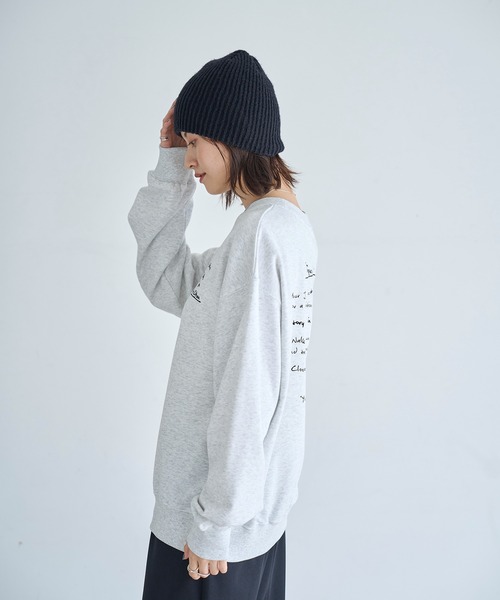 meilmada（メイルマダ）の「メッセージロゴ刺繍スウェット（スウェット・レディース・オートミール/チャコールグレー・FREE）」の5枚目の写真